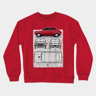 The beautiful, convenient and advanced to his time italian car with blueprint drawing Crewneck Sweatshirt